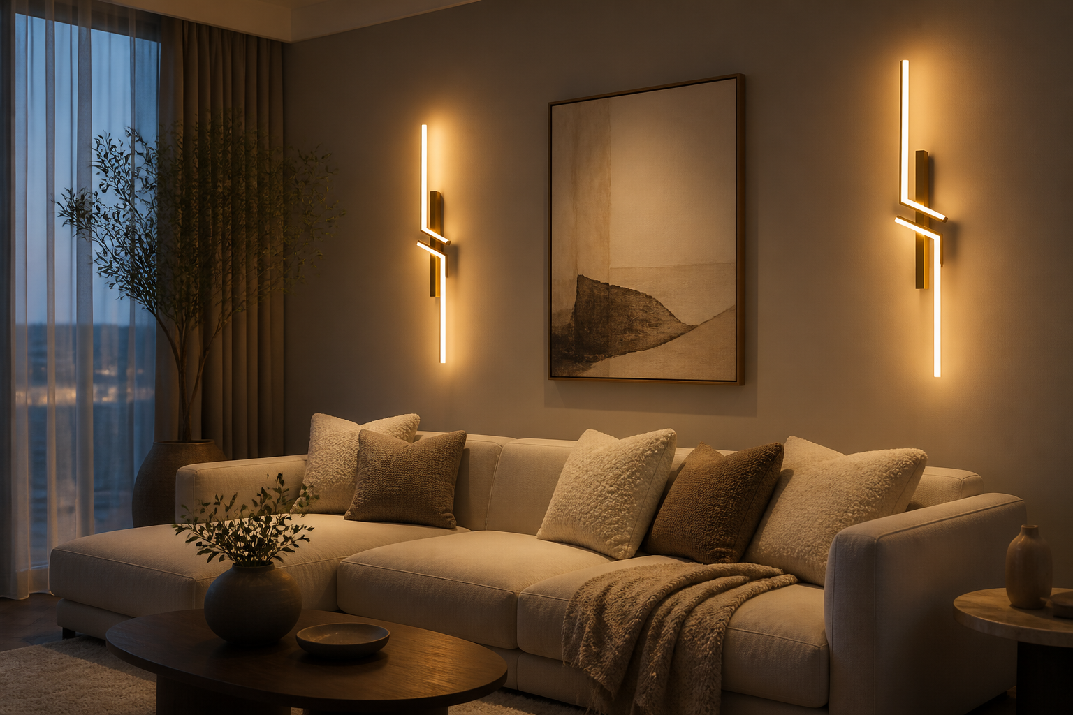 Modern rechargeable LED wall sconce mounted in a stylish UK bedroom with warm ambient lighting