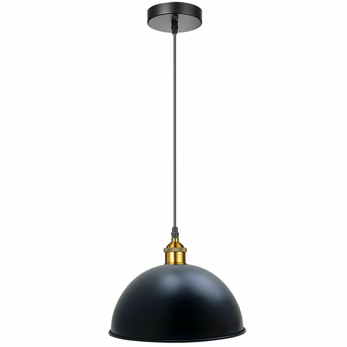 30cm Black Metal Dome Pendant Light