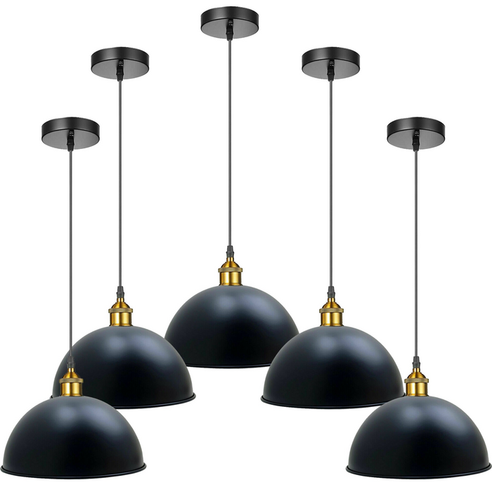 30 cm zwarte metalen koepelhanglamp