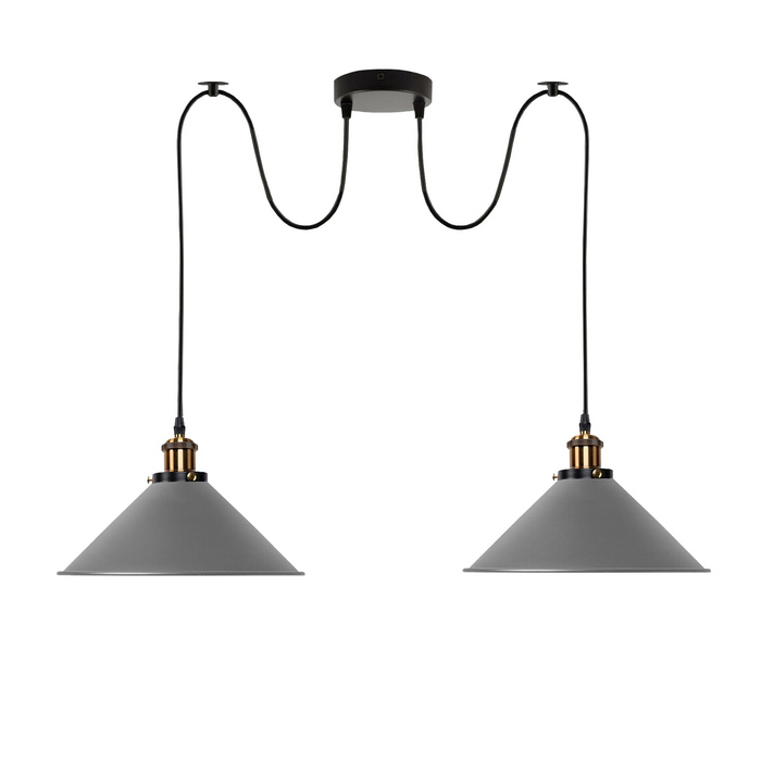 Grijze 2-weg retro industriële plafondlamp E27 hanglamp