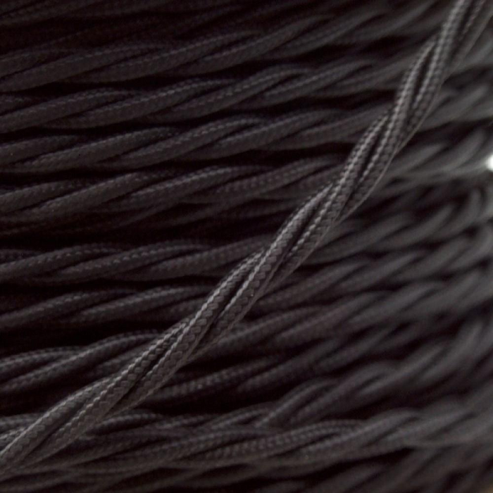 5m Black 2 Core Twisted Electric Fabric 0.75mm Cable