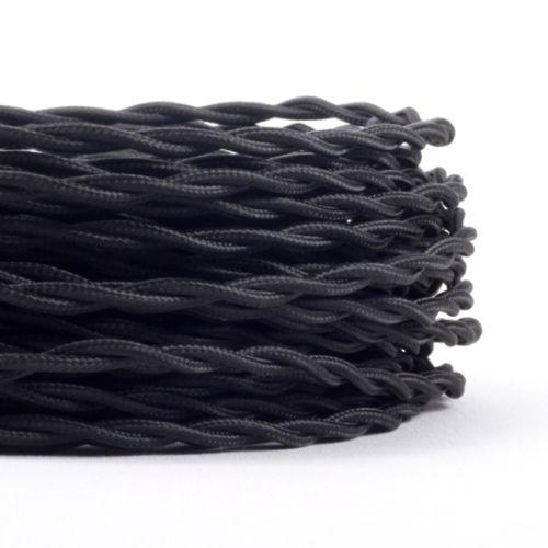 5m Black 2 Core Twisted Electric Fabric 0.75mm Cable