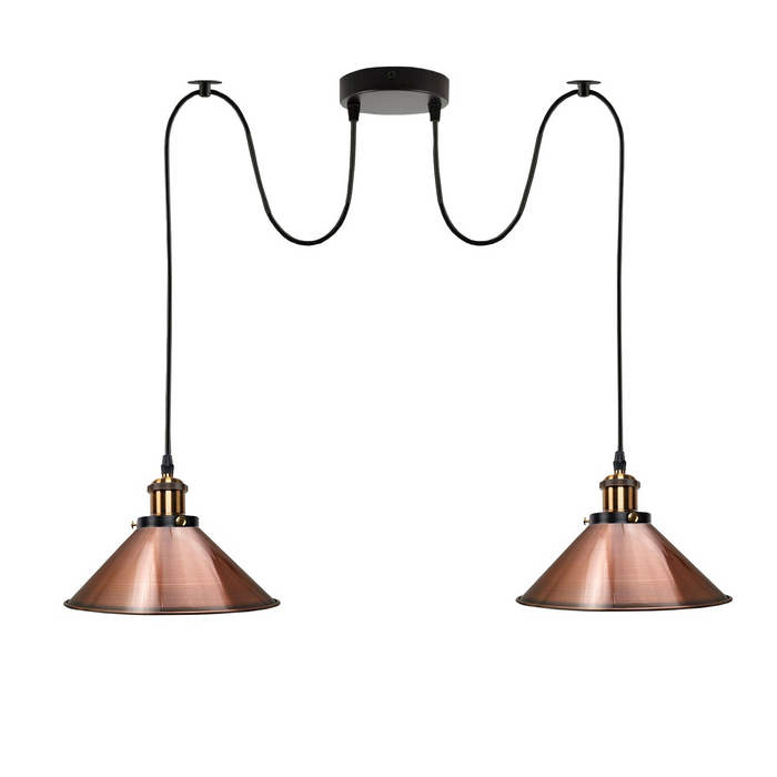 Koperen 2-weg retro industriële plafondlamp E27 hanglamp