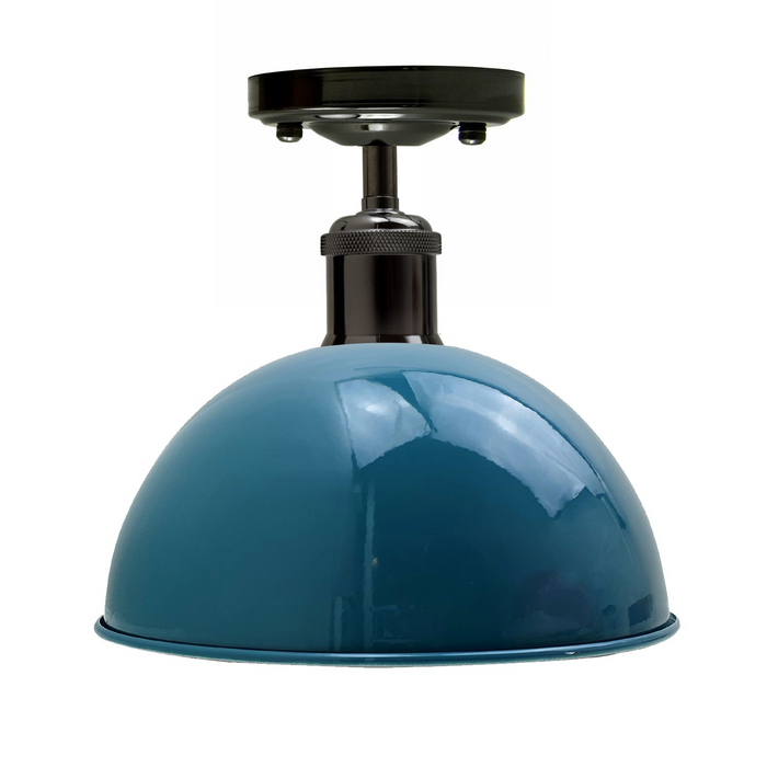 Vintage industriële loft-stijl metalen plafondlamp moderne blauwe koepel hangende lampenkap