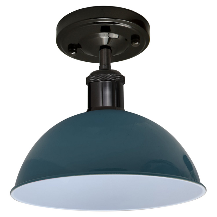 Vintage Industrial Loft Style Metal Ceiling Light Modern Blue Dome Pendant Lampshade