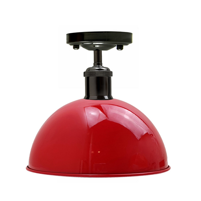 Vintage Industrial Loft Style Metal Ceiling Light Modern Red Dome Pendant Lampshade