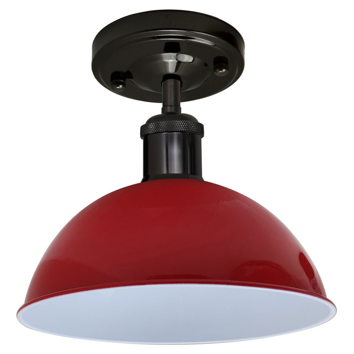 Vintage Industrial Loft Style Metal Ceiling Light Modern Red Dome Pendant Lampshade