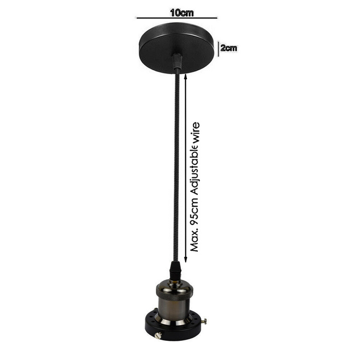 Industriële Vintage Zwarte Hanglamp Lampenset E7 Houder met verstelbare kabel
