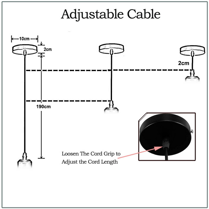 2 m zwart-witte ronde kabel E27-basis satijnnikkel houder