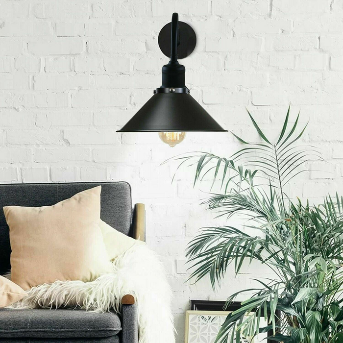 Retro industriële zwanenhals wandlamp binnen schans metalen kegelvorm schaduw voor kelder, slaapkamer, eetkamer, garage