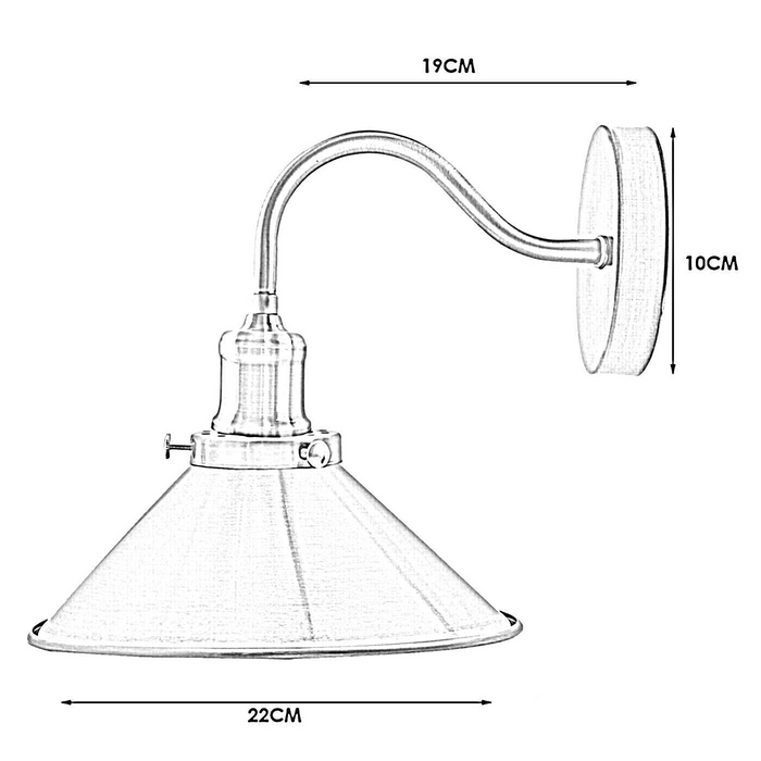 Retro industriële zwanenhals wandlamp binnen schans metalen kegelvorm schaduw voor kelder, slaapkamer, eetkamer, garage