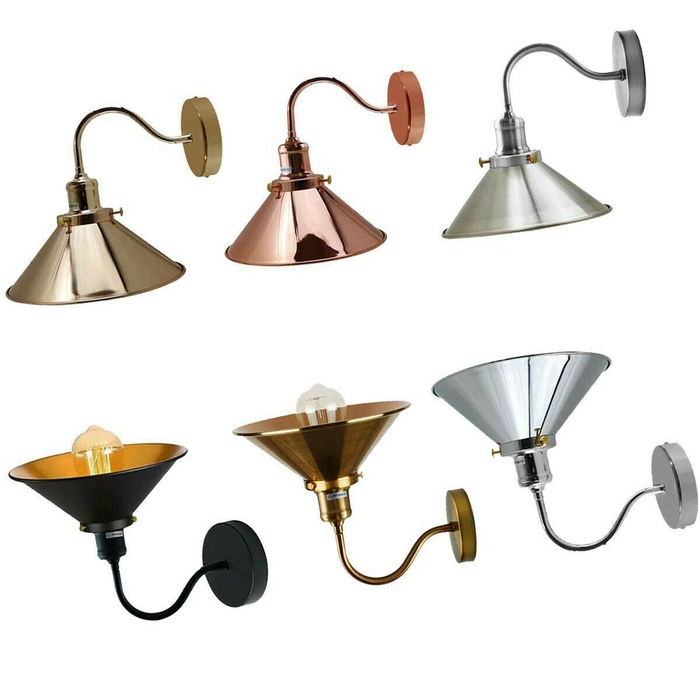 Retro industriële zwanenhals wandlamp binnen schans metalen kegelvorm schaduw voor kelder, slaapkamer, eetkamer, garage
