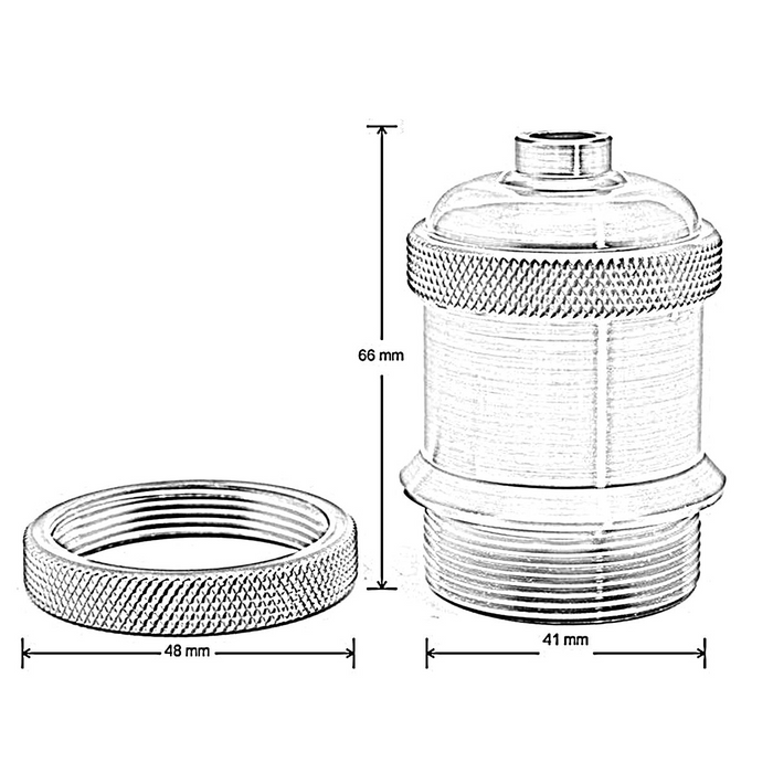 2m Grey Round Cable E27 Base White Pendant Holder