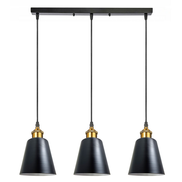 3 Head Black Vintage Industrial Ceiling Hanging Light Shade Loft Style Metal Ceiling Pendant