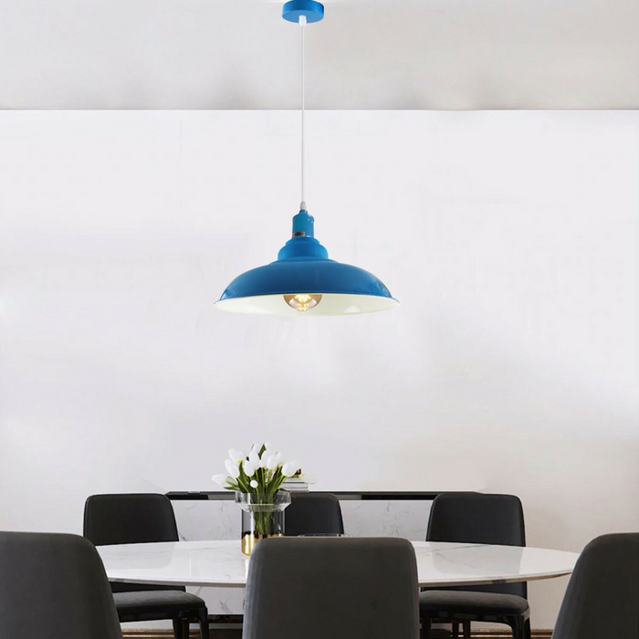 Light blue colour Modern Vintage Industrial Retro Loft Metal Ceiling Lamp Shade Pendant Light