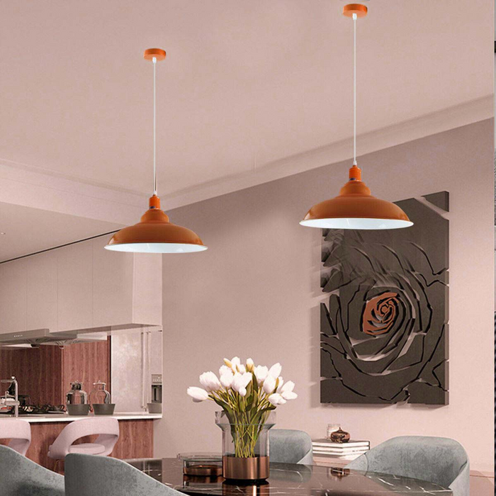 Orange colour Modern Vintage Industrial Retro Loft Metal Ceiling Lamp Shade Pendant Light