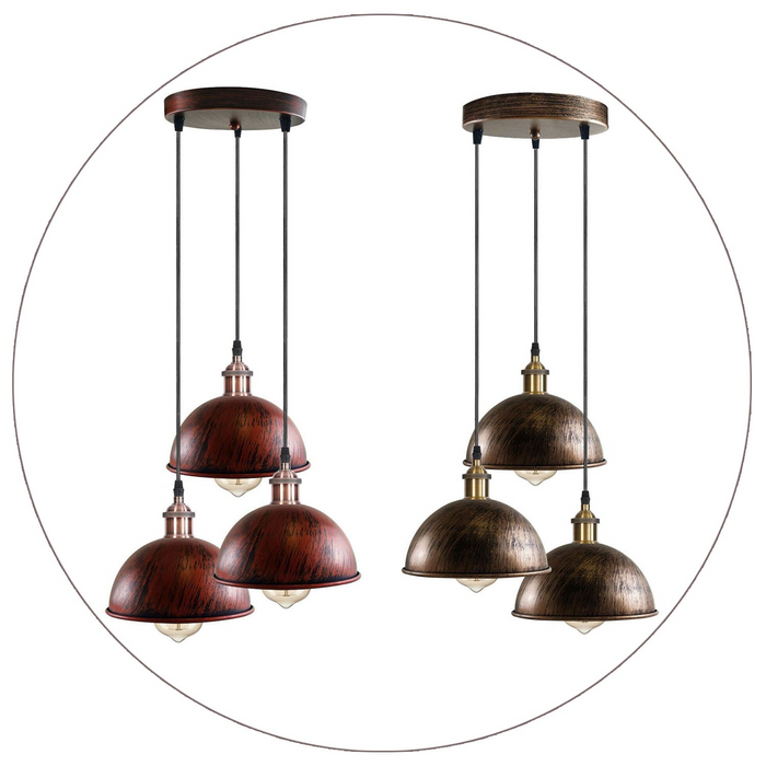 Industrial Vintage Loft Bar Chandelier 3 hanging Pendant Light Fittings Metal Shade,Hanging Cluster Ceiling 3 Lights Fixture