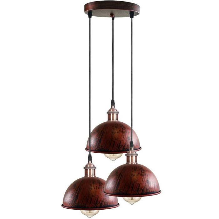 Industrial Vintage Loft Bar Chandelier 3 hanging Pendant Light Fittings Metal Shade,Hanging Cluster Ceiling 3 Lights Fixture