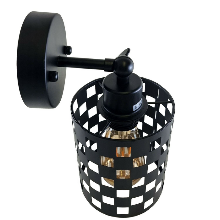 Modern Vintage Industrial Retro Wall Mounted Light Black Sconce with Barrel Cage Lamp Fixture Light UK