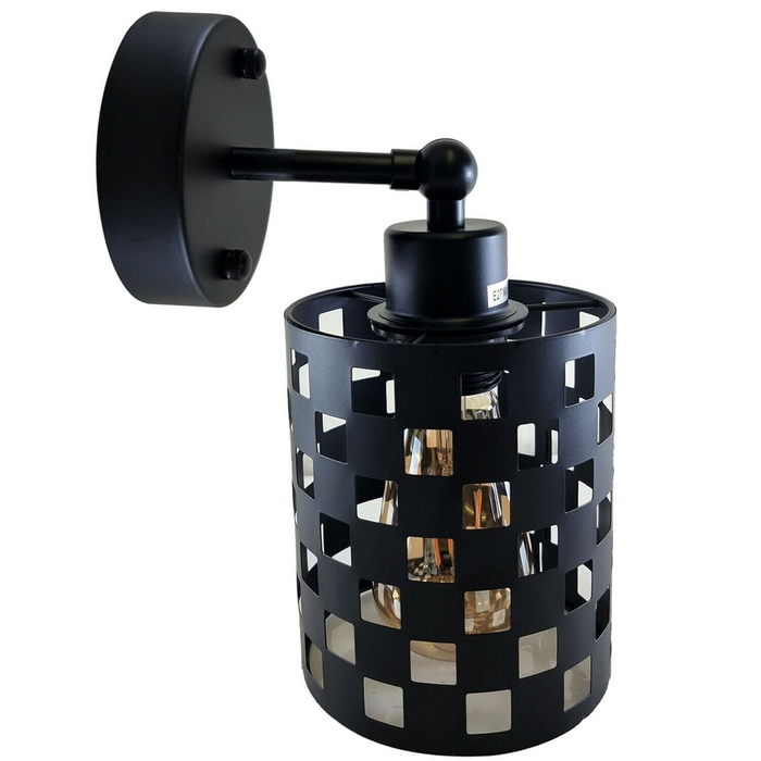 Modern Vintage Industrial Retro Wall Mounted Light Black Sconce with Barrel Cage Lamp Fixture Light UK