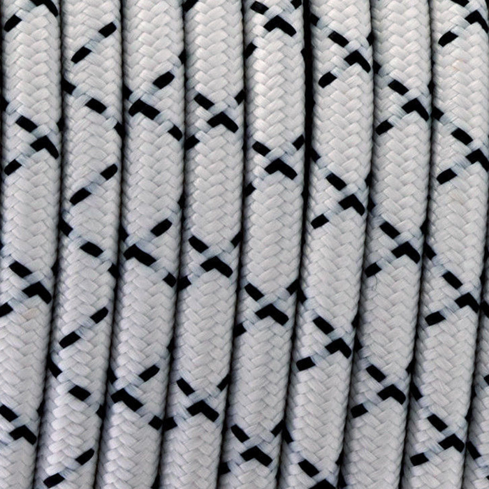 3 core Round Vintage Braided Fabric Black and White X Printed Coloured Cable Flex 0.75mm