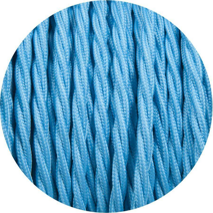 5m Light Blue 2 Core 8amp Twisted Electric Fabric 0.75mm Cable