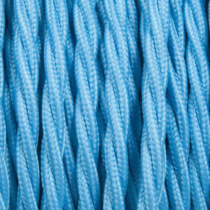 5m Light Blue 2 Core 8amp Twisted Electric Fabric 0.75mm Cable