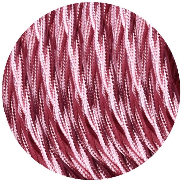 5m Shiny Pink 2 Core 8amp Twisted Electric Fabric 0.75mm Cable