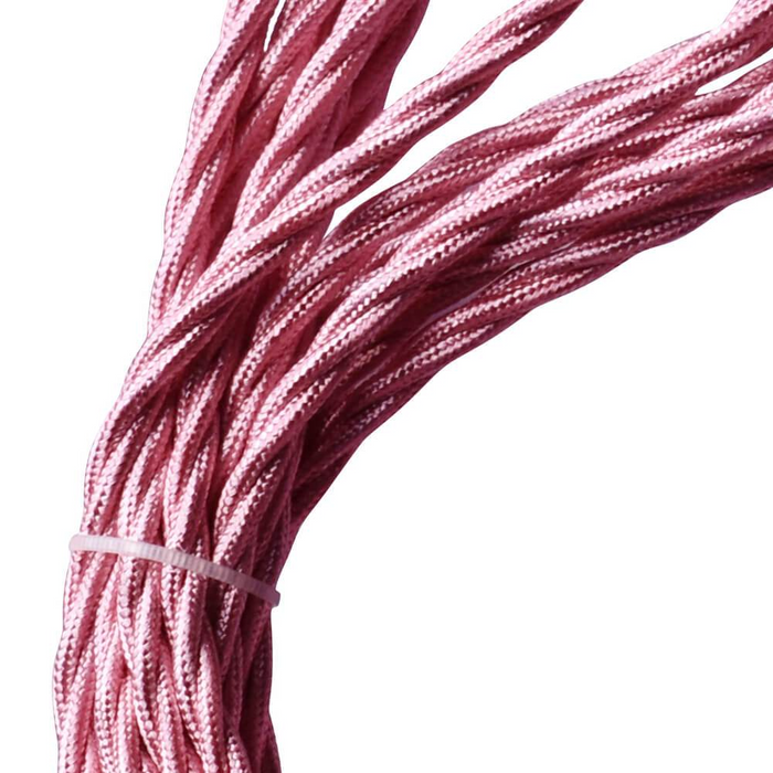 5m Shiny Pink 2 Core 8amp Twisted Electric Fabric 0.75mm Cable