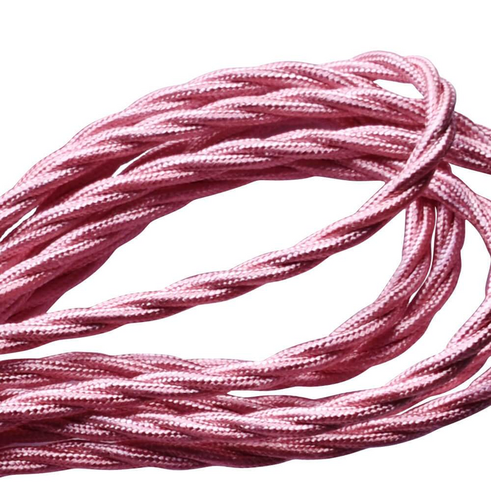 5m Shiny Pink 2 Core 8amp Twisted Electric Fabric 0.75mm Cable