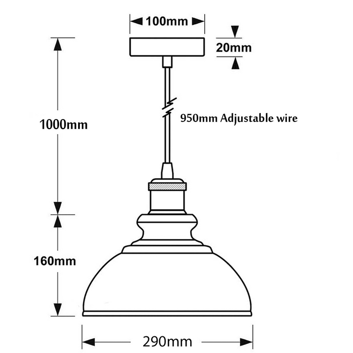 Retro Pendant Light Shade Vintage Industrial Ceiling Lighting LED Restaurant Loft With Free Bulb