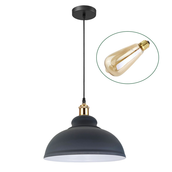 Retro hanglamp schaduw vintage industriële plafondverlichting LED restaurant loft met gratis lamp