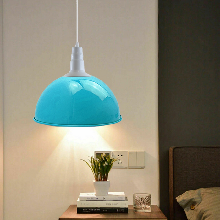 2 Pack Lampshade Vintage Industrial Metal Blue Ceiling Pendant Lights Shade