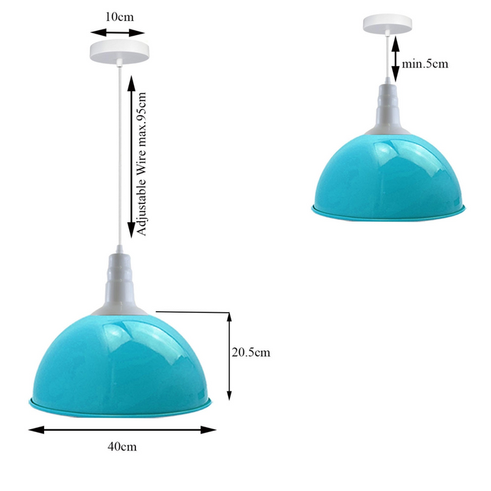 2 Pack Lampshade Vintage Industrial Metal Blue Ceiling Pendant Lights Shade