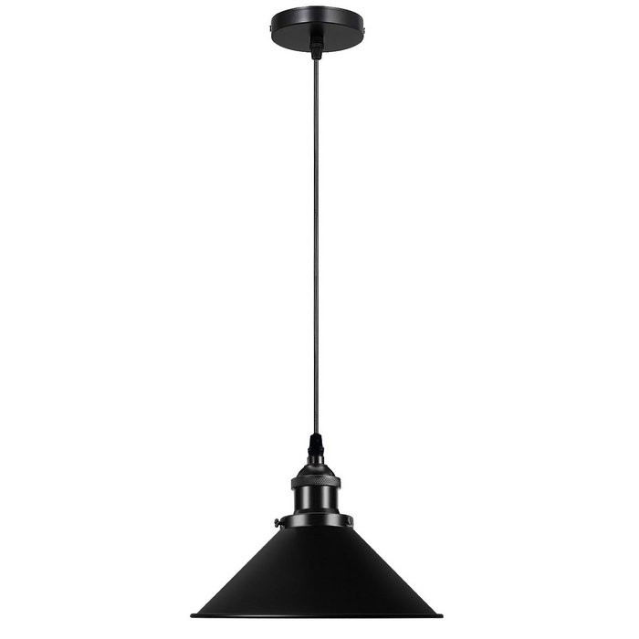 Vintage plafond verstelbare hangende zwarte metalen kegel schaduw hanglamp
