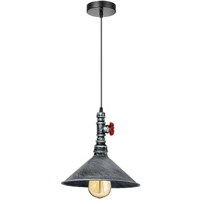 Industrial Vintage Ceiling Pendant Lights Metal Pipe Brushed Colour Lampshades