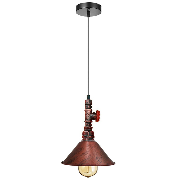 Industrial Vintage Ceiling Pendant Lights Metal Pipe Brushed Colour Lampshades