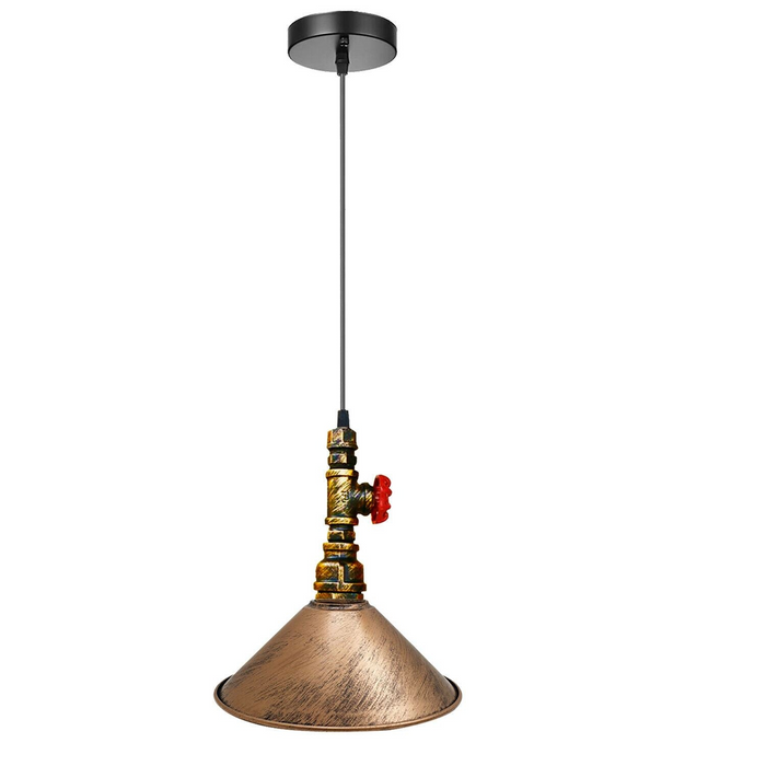 Industrial Vintage Ceiling Pendant Lights Metal Pipe Brushed Colour Lampshades