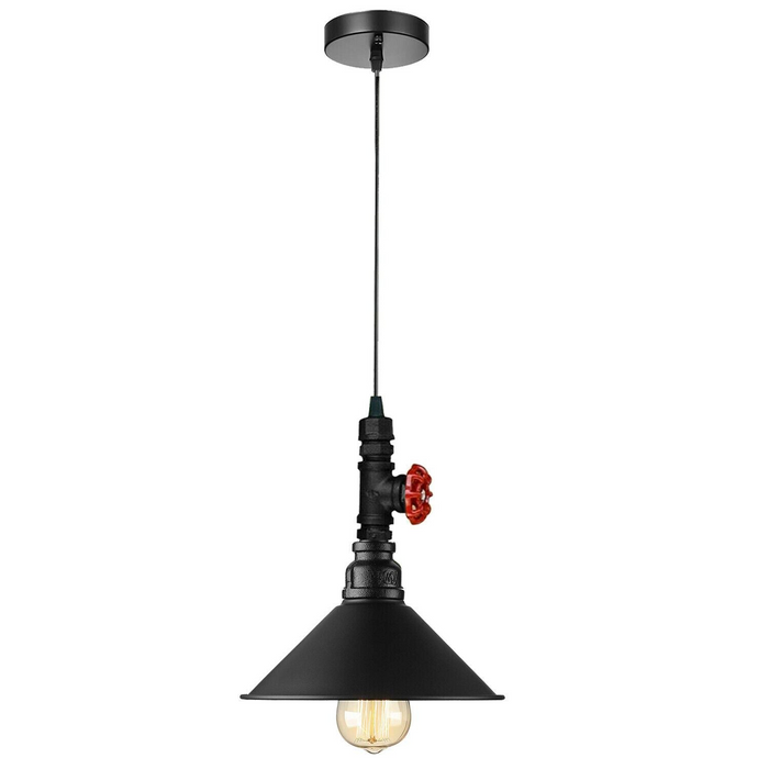 Industriële vintage plafondhanglampen metalen pijp geborstelde kleur lampenkappen