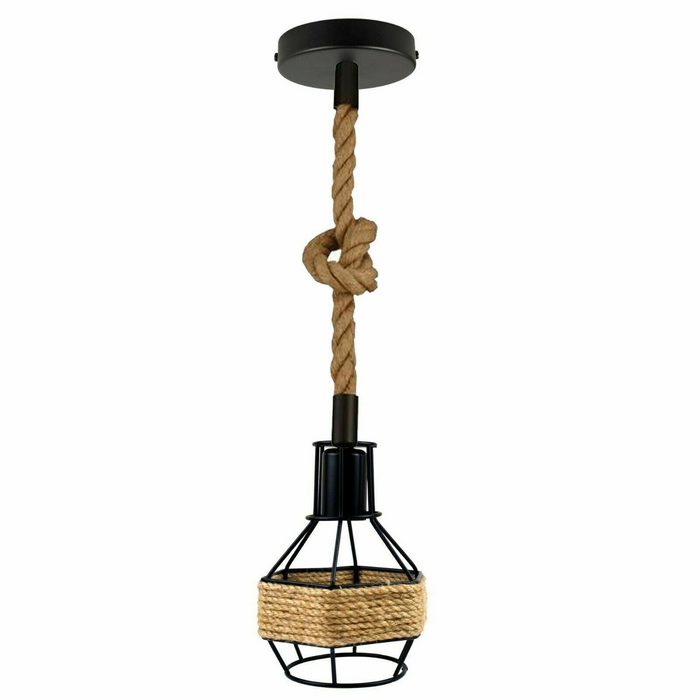 Retro industriële vintage hanglamp met metalen kap aan het plafond