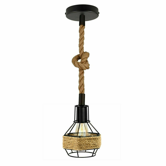 Retro industriële vintage hanglamp met metalen kap aan het plafond