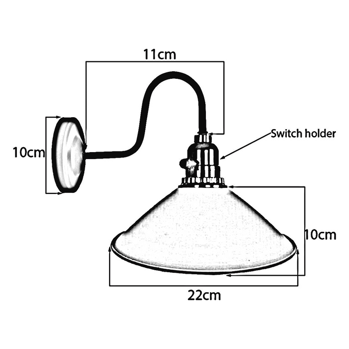 Shade Metal Wall Light White Colour with Switch Holder Brushed Effect