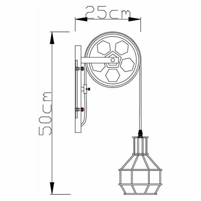 Rustic Red Loft Style Wall lamp Antique Lift Retractable Pulley Wall Lighting