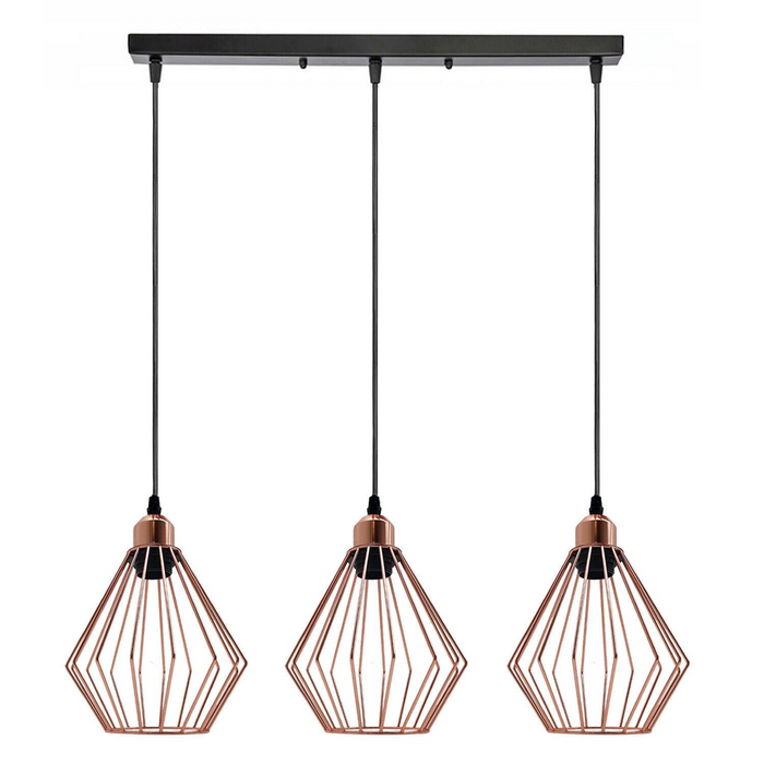 Modern Ceiling Pendant Light Cage Fitting Rose Gold Diamond Vintage Style Lights