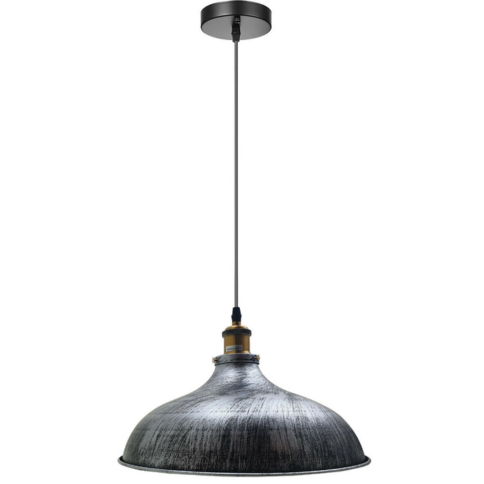 Brushed Silver Metal Industrial Hanging Pendant Lighting Adjustable Hanging Barn Light