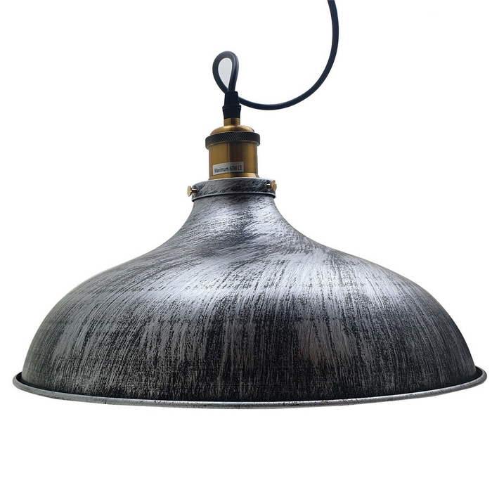 Brushed Silver Metal Industrial Hanging Pendant Lighting Adjustable Hanging Barn Light