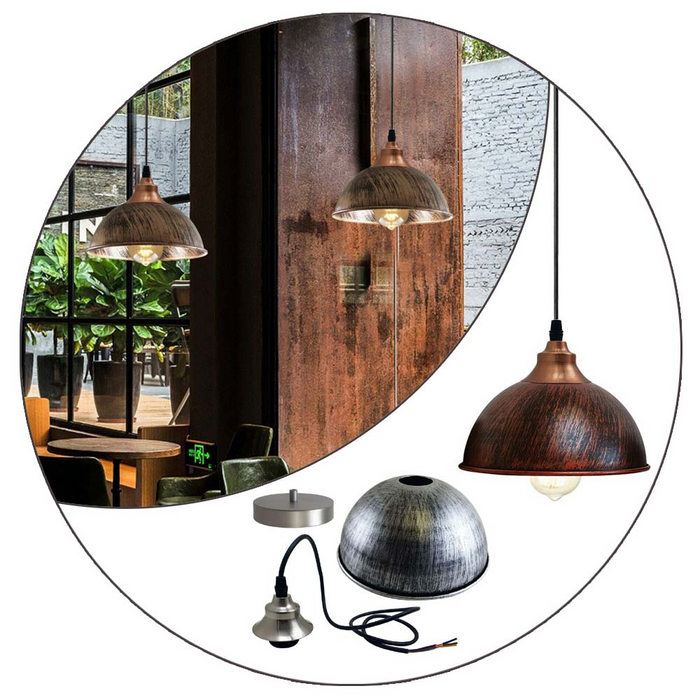 Industrial Ceiling Pendant Light Fitting Metal Dome Shape 21cm