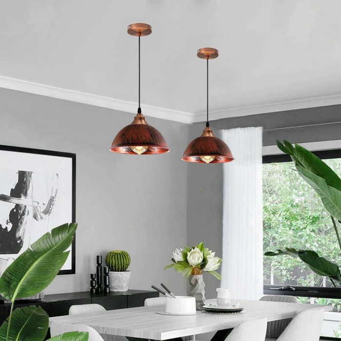 Industrial Ceiling Pendant Light Fitting Metal Dome Shape 21cm