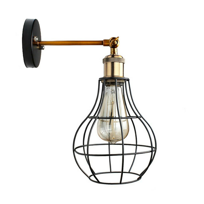 Vintage Industrial Wall Light with FREE Bulb Antique Retro Cage Adjustable Wall Sconce Lamp