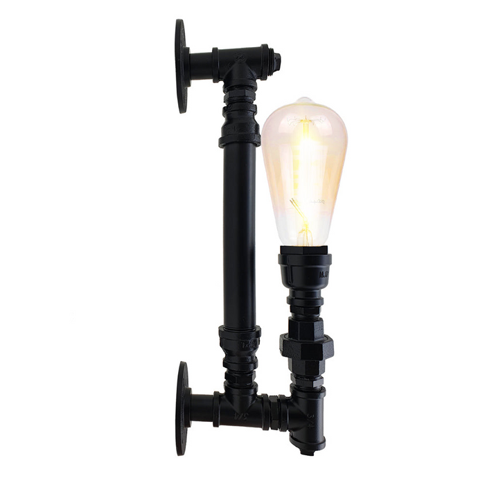 Black Steel Pipe Wall Vintage Industrial Retro Style Lamp Light